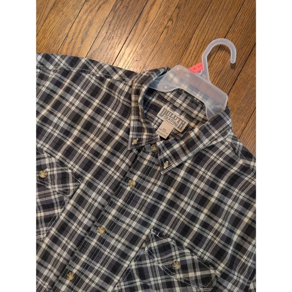 Duluth Trading Co Other - Duluth Trading Co Men 3XL Plaid Button Down Shirt Short Sleeve Cotton Grey Black